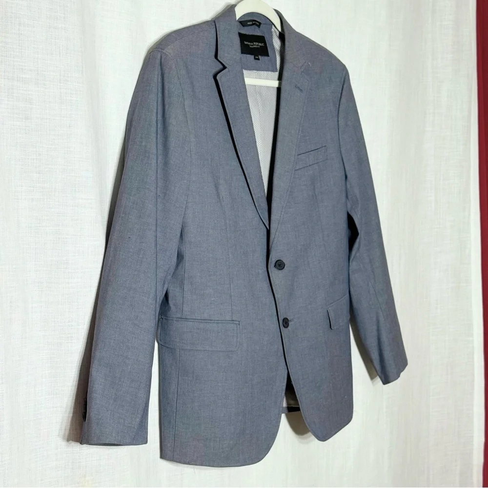 Banana Republic Tailored Fit Blue Blazer‎ Jacket Mens 42R Stretch Cotton